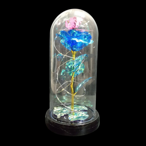 Led Glass Dome Rose with Butterfly