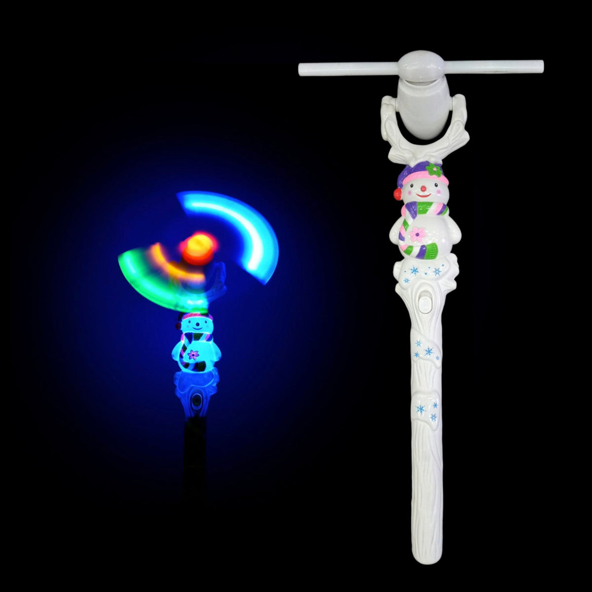 12 Piece Lightup Christmas Snowman Windmill Wands dallastoyswholesale