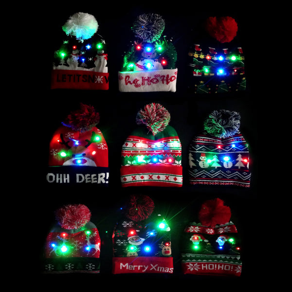 12 Piece Kids Led Christmas Beanie Hat