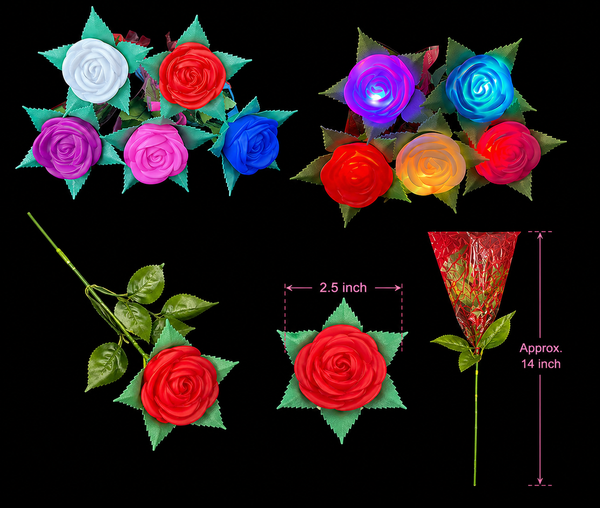 Led Flashing Flowers Assorted Colors