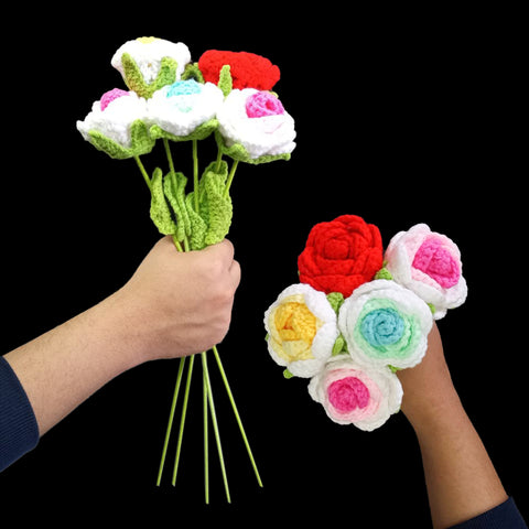 Knitted Rose Flower Assorted Colors
