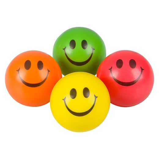2.5" Assorted Colors Smiley Face Stress Ball