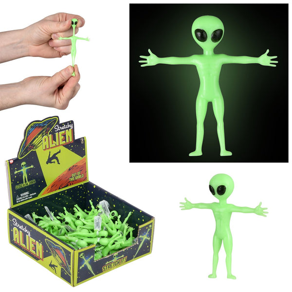 48 Piece 2.25" Glow In Dark Stretchy Alien Toy