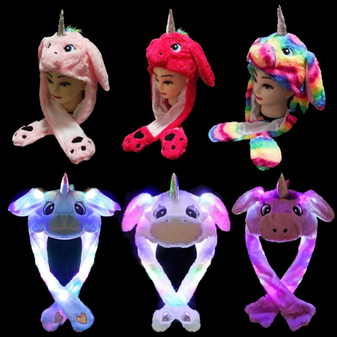 12 piece LED Unicorn Beanie Hat with moving ears