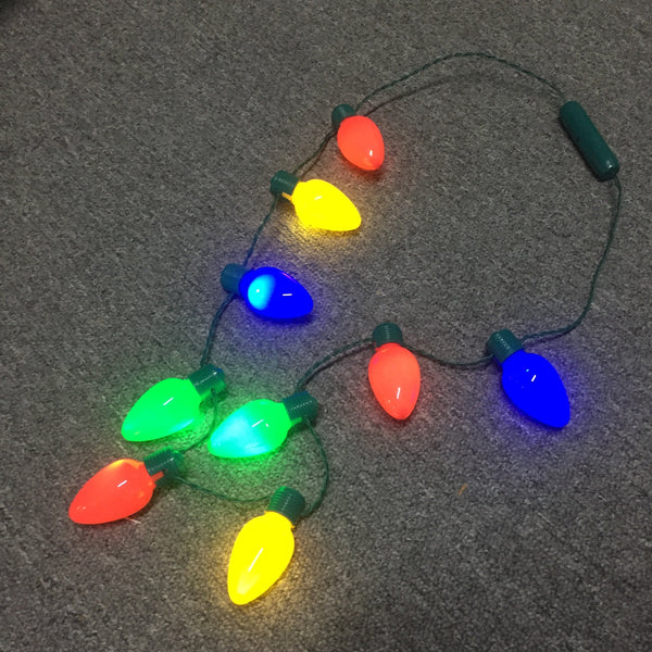 9 Bulb Led Light Up Christmas Bulb Necklace