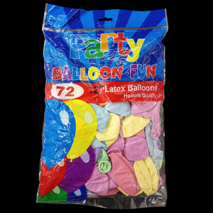 12 Inch Assorted Balloon Pack of 72 Piece