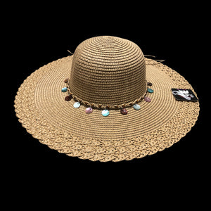 Ladies Summer Hat Natural With Beads