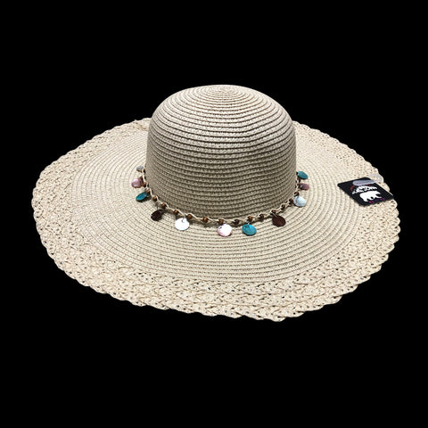 Ladies Summer Hat Natural With Beads