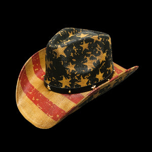 Usa Flag Men's Cowboy Straw Hat