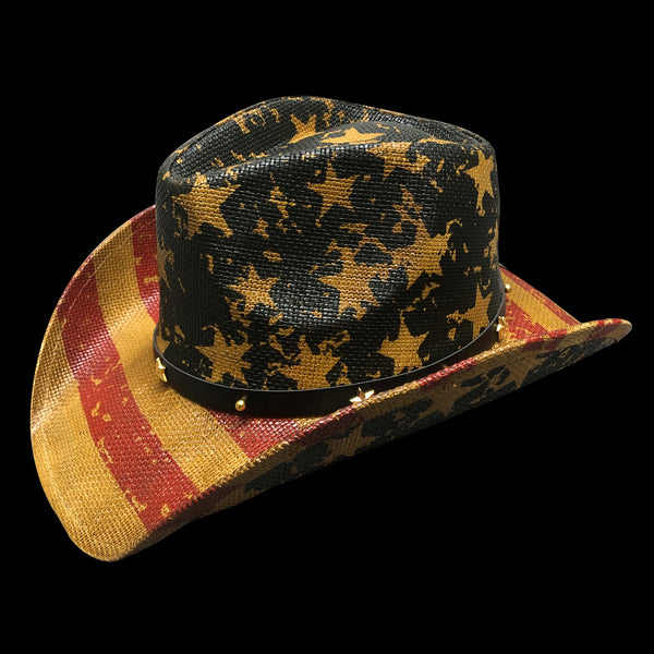 Usa Flag Men's Cowboy Straw Hat