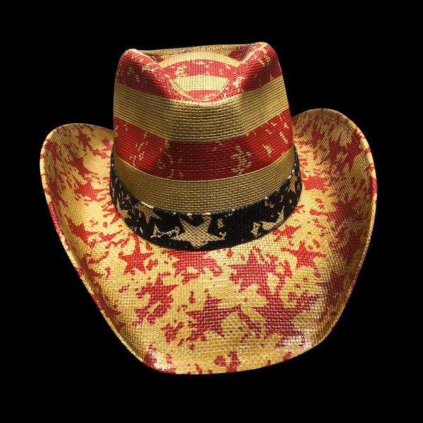Light Usa Flag Men's Cowboy Straw Hat