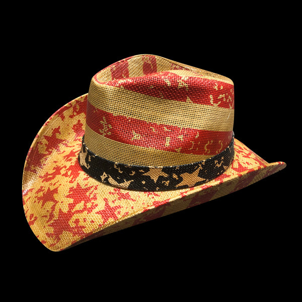 Light Usa Flag Men's Cowboy Straw Hat
