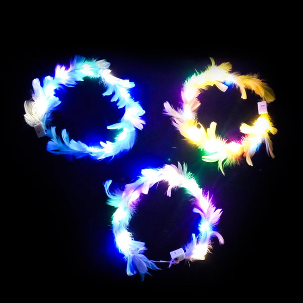 LED Light Up Feathery Flower Round Headband