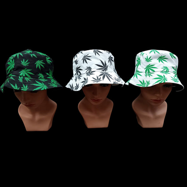 Bucket hat with Green leaves