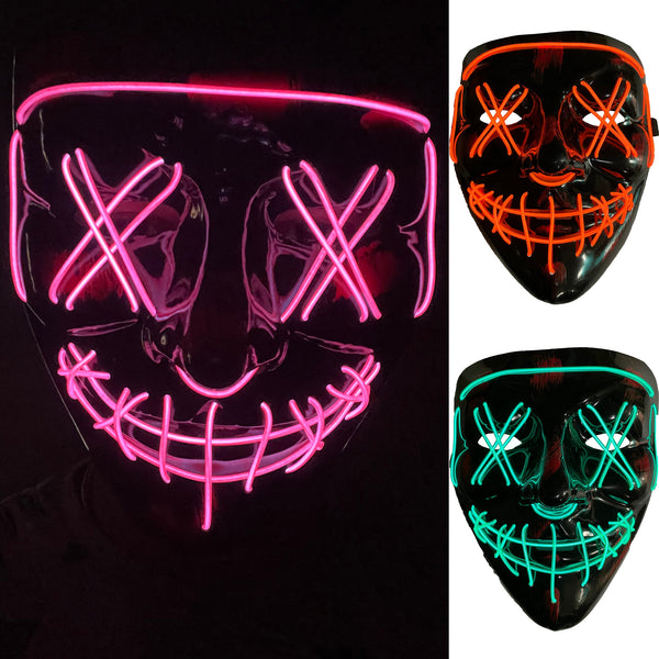 12 piece Led light up Halloween horror XX face mask
