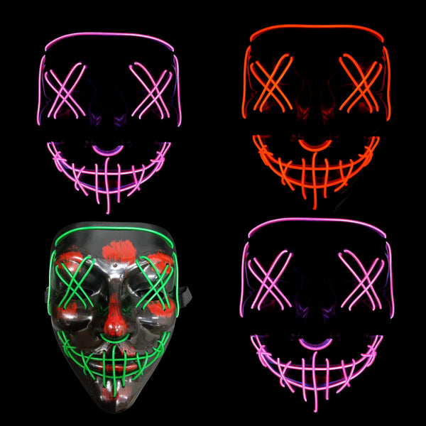 12 piece Led light up Halloween horror XX face mask