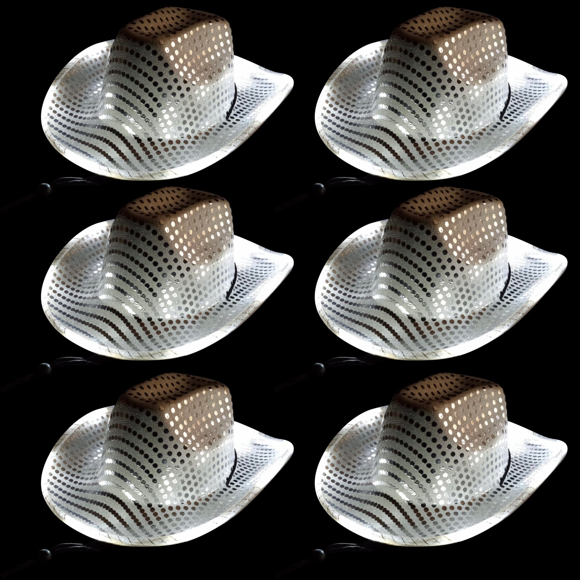 Led Silver Sequin Cowboy Hat