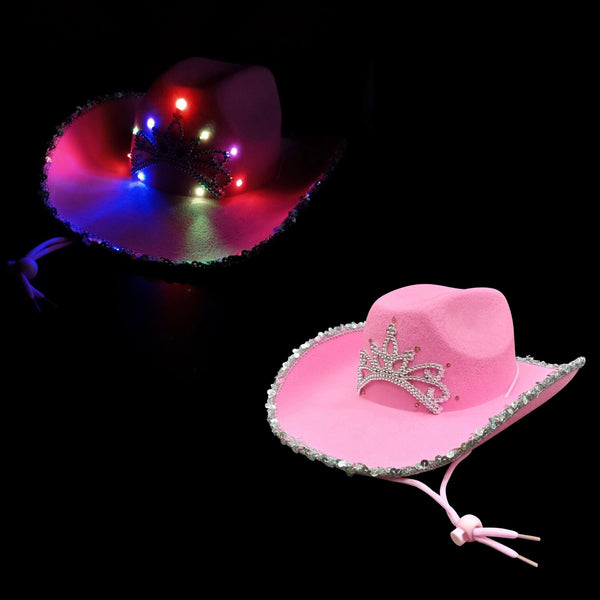 Led Cowgirl Hat Pink with Sequin