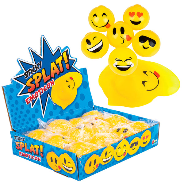 12 PIECE 2.5" Sticky Splat Emoticon Ball