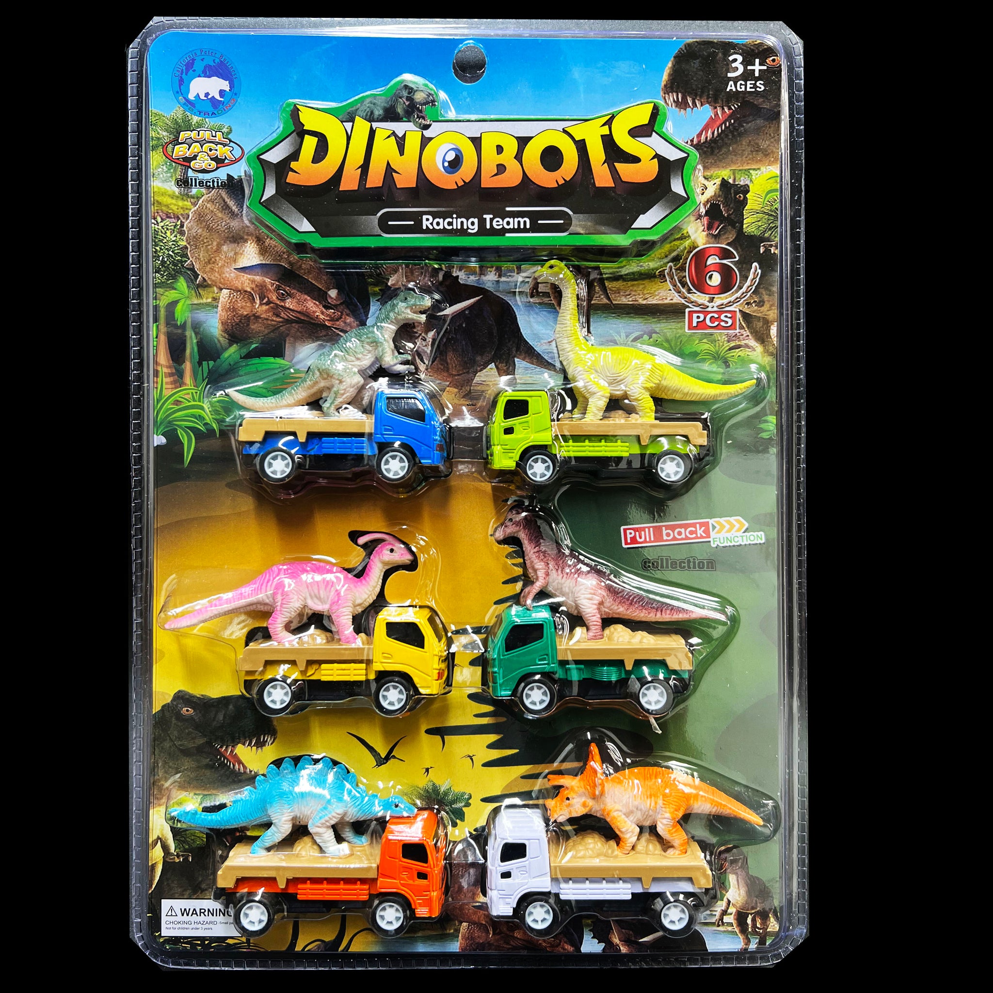 6Pcs Set Dinobots Pull Back Car