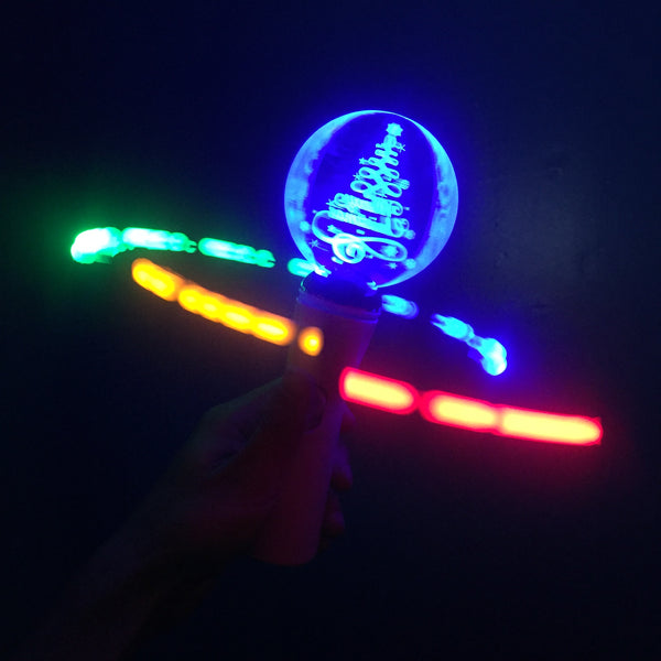 LED Light Up Spinning Merry Christmas Wand