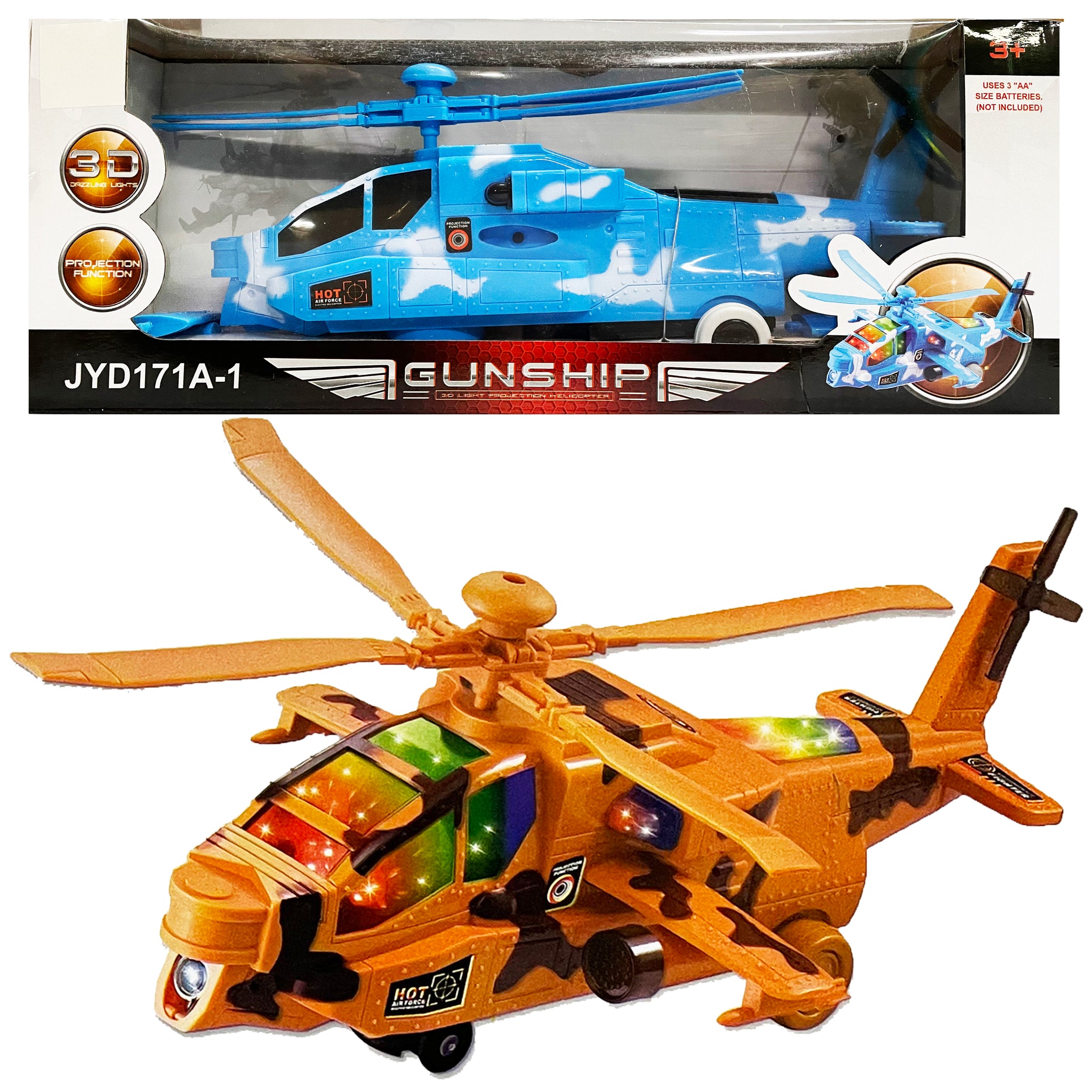 Led Light Up Gunship Helicopter Toy