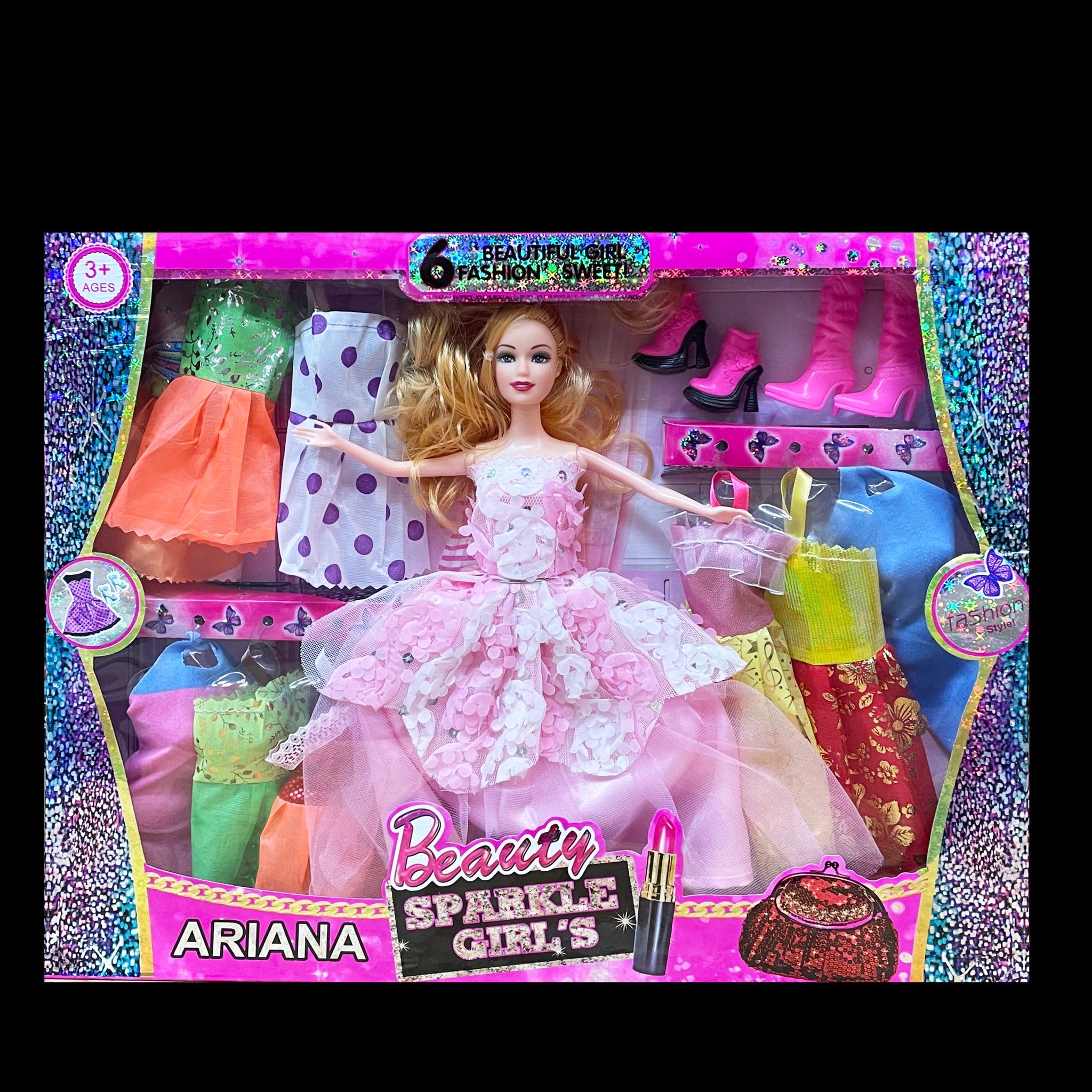 Doll with 13 Dress Set