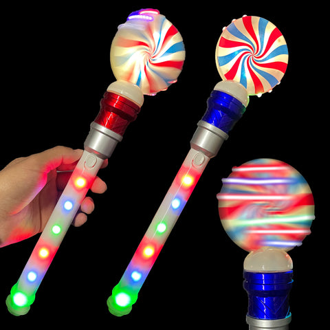 LED Light Up Spinning Lollypop Wand