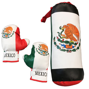 15 Inch Mexico Punching Bag & Boxing Gloves