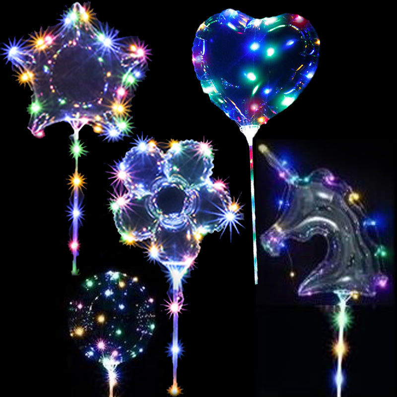 LED Heart Star Unicorn Flower Balloon with Light Boba